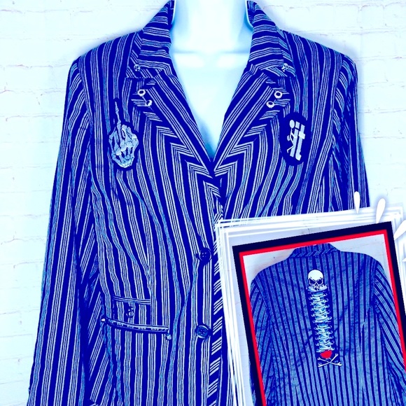 ☠️ Sarcastic Spine Pinstripe Blazer ☠️ - Picture 1 of 16